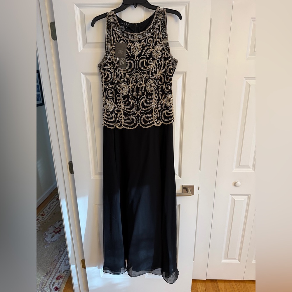 J Kara Black and Cream Maxi Dress
